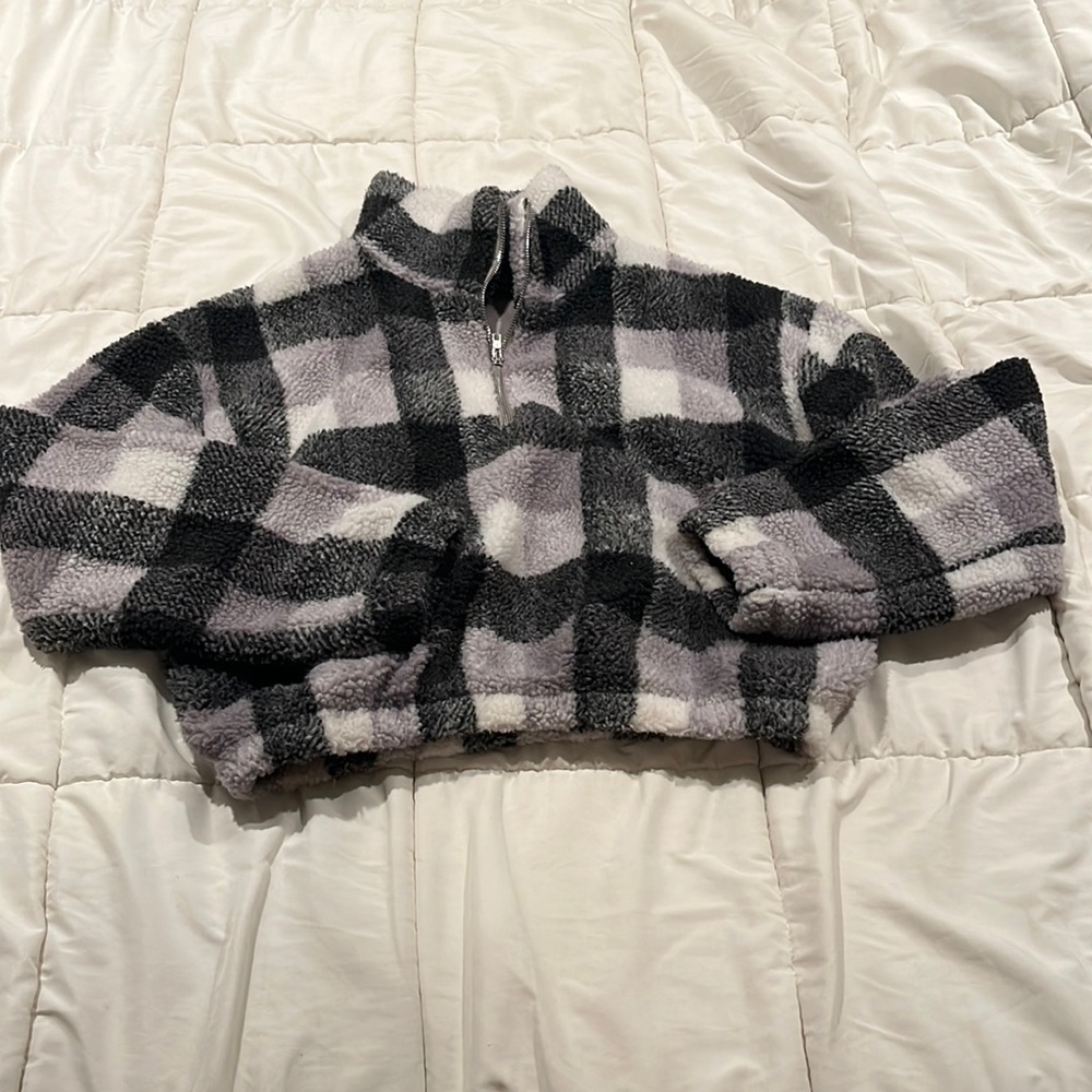 plaid quarter zip